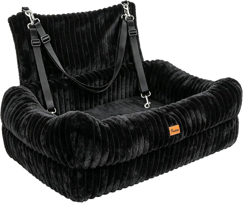 Pawaboo Dog Car Seat Bed, Memory Foam Booster for Medium/Large Dogs, Beige – Essentials for Dogs - Black