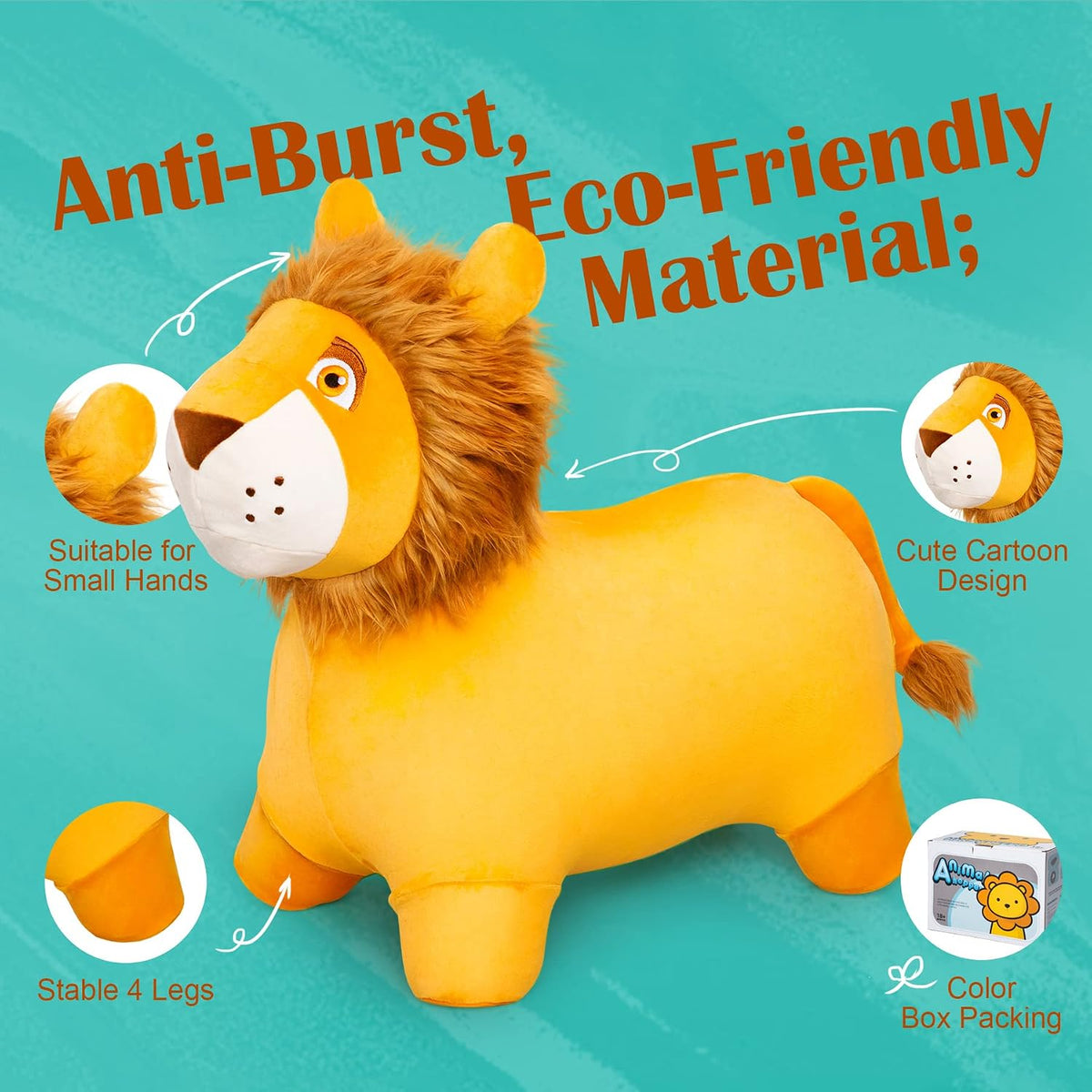 ZOOJOY Inflatable Horse Hopping Toy - Lion - image 3