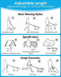 Hands Free Dog Leash, 5.1-8.9ft Crossbody Leash for Dog Walking – Essentials for Dogs - Grey Blue - image 2