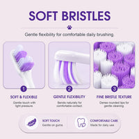 Purple dual-head dog toothbrush with S-shaped handle for medium and large dogs - view 4