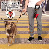 Plutus Pet Rope Dog Leash with Double Handles, Reflective - Rope-Orange