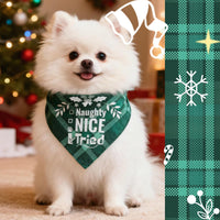 Fall Dog Bandana Artistic Sketch Maple Leaf Golden Orange - Green Plaid - Naughty Nice I Tried / Medium - image 4