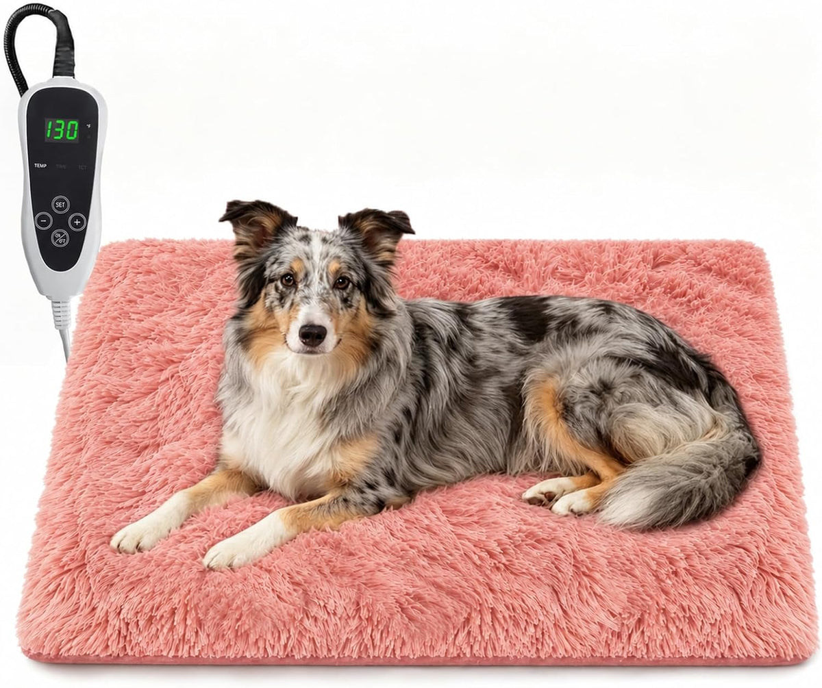 Pet Heating Pad for Cats with Normally Open Function - Pink Plush / 32.0"L x 20.0"W