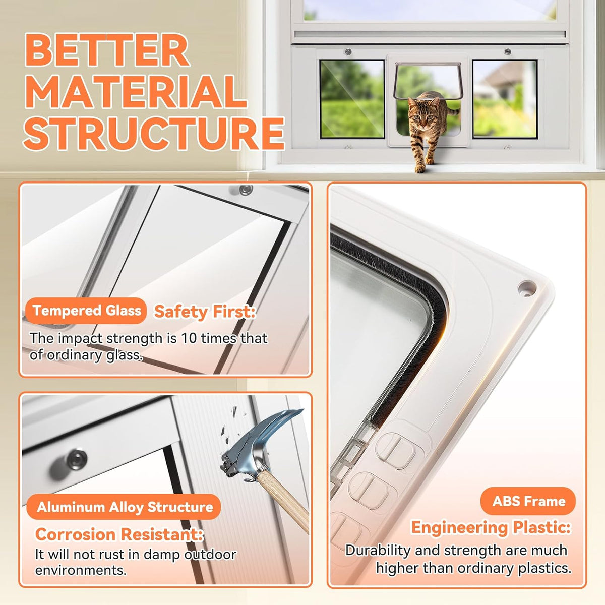 LIBBEPET Cat Door for Window, Adjustable Window Width 27"-32" - Fit 31"-36" Window - image 3