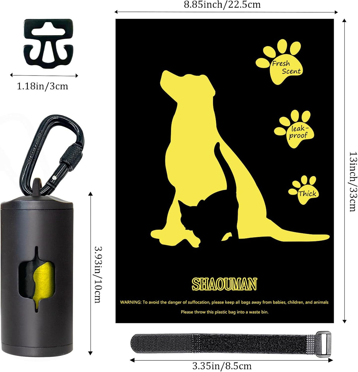Metal Dog Poop Bag Holder 2-Pack w/Leash Clip - Dark / 2 Holders 30 Bags - image 4