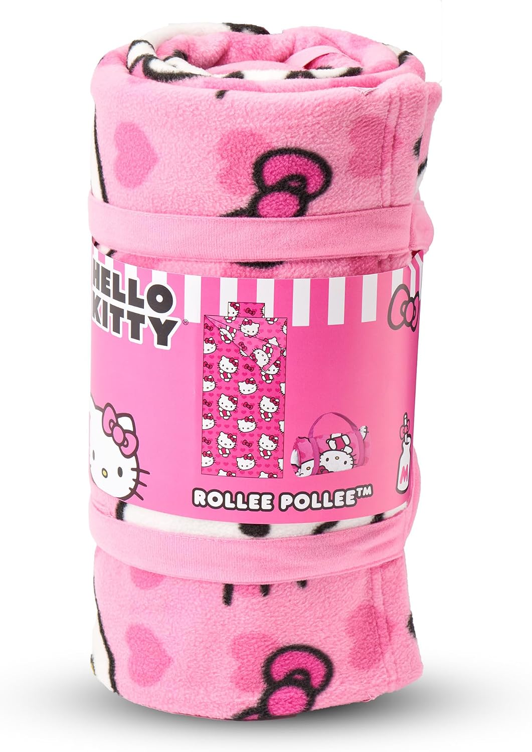 ROLLEE POLLEE Nap Sac Roll Up Napping Blanket with Attached Pillow - I Love Pink - image 3