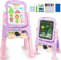 Easel for Kids Double-Sided Art Drawing Board Toys 3 4 Year Birthday - Pink