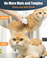 oneisall Pet Clipper for Cat Matted Hair, Pet Shaver for Cats Quiet Pet Clippers Waterproof Cordless Cat Clippers for Matted Hair Long Hair with Storage Bag (White)