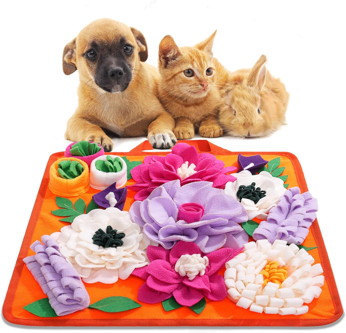 Snuffle Mat for Dogs,Dog Feeding Mat Sniff Mat Interactive Dog Puzzle Mat for Training and Stress - bright orange