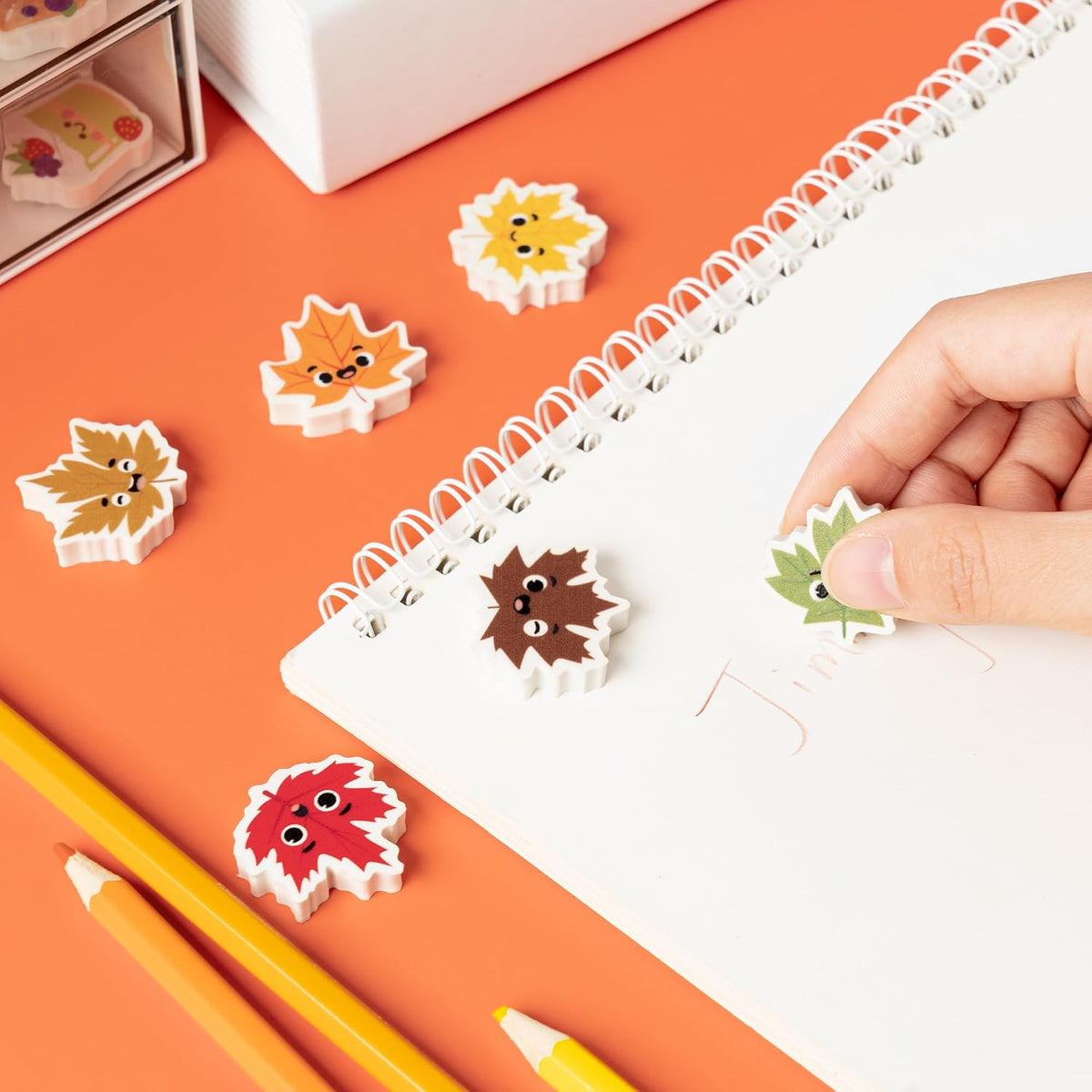 Yopyame 60 pack fall mini erasers shaped like maple leaves, pumpkins, acorns and bears - view 11