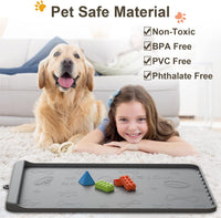Dog Food Mat 36"x24" - Silicone Dog Mat for Food and Water Large Pet Feeding Mats with Residue - Gray / 36"L x 24"W - image 3