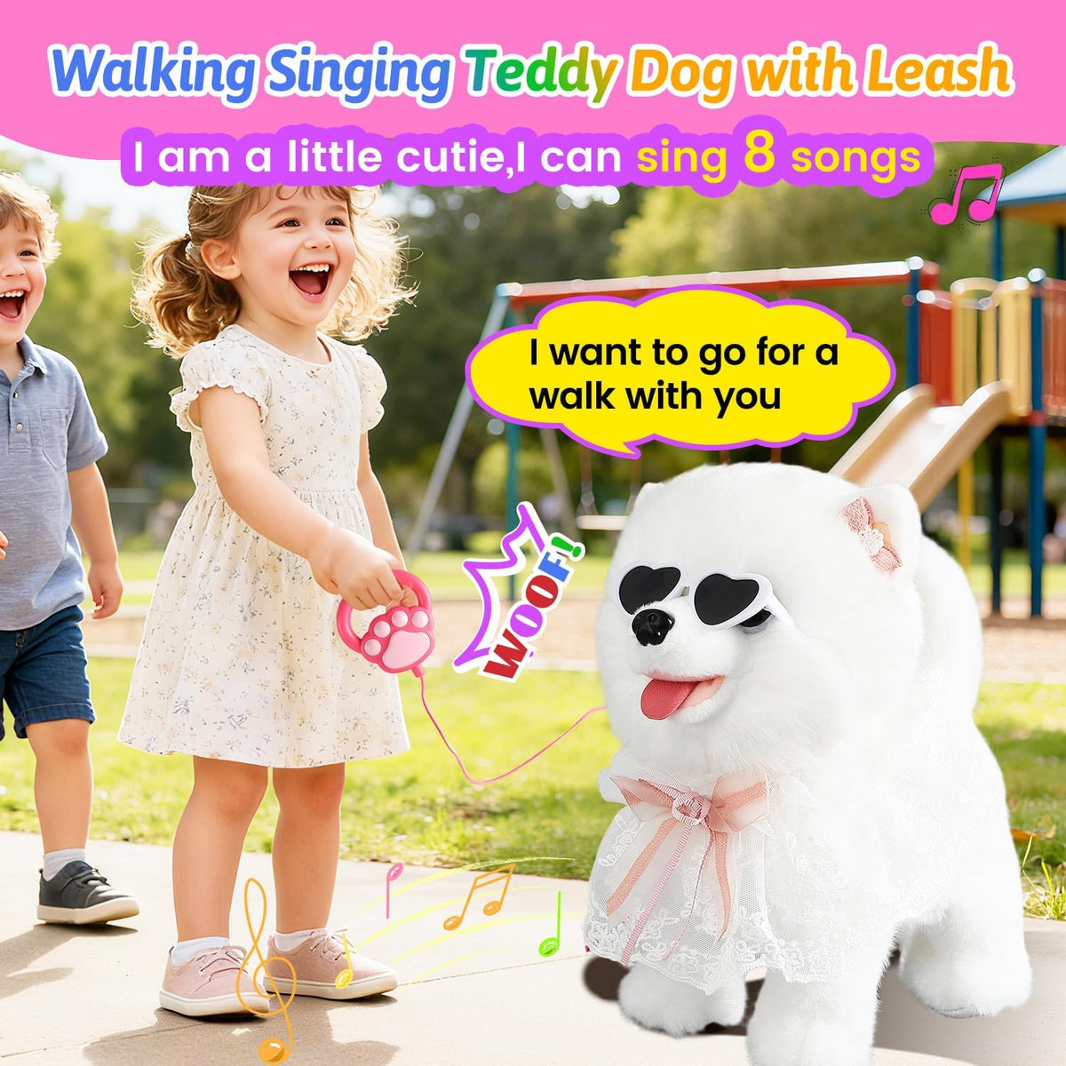 Marsjoy Samoyed Walking Dog Toy for Kids Singing Talking Puppy Barks - Samoyed - image 2
