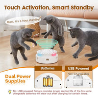 Potaroma Cat Toys 3in1 Automatic Interactive Kitten Toy, Fluttering Butterfly, Moving Feather, Track Balls, Dual Power Supplies, USB Powered, Indoor Exercise Kicker (Bright White)