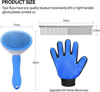 Dog & Cat Brush, Pet Grooming Kit 4PCS, Dog Brush for Shedding - 4PCS-Blue - image 2
