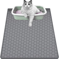 Cat Litter Mat, Silicone Large Cat Mat for Litter Box - 34"L x 22"W / Grey