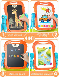 Lehoo Castle Easel for Kids 3-5, Magnetic Chalkboard Whiteboard – Fun for Kids & Family - Blue,Orange,Green - image 4