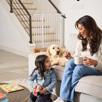 Cumbor 36" Extra Tall Baby Gate for Stairs, 29.7-57" Extra Wide Dog Gate for Doorways Hallways, Pressure Mounted Child Gate for Wide Opening, Auto Close Personal Safety for Babies and Pets, White