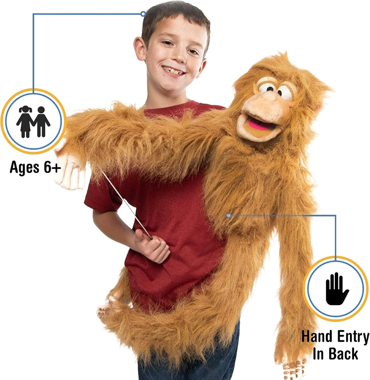 Silly Puppets 38 inch Silly Monkey wrap-around ventriloquist style puppet with arm control rod - view 2