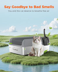 XXXL Stainless Steel Cat Litter Box 28.1''×20.5''× 10.1” Extra Large Metal Cat Litter Box for Big, Multi Cats, Anti-Leakage & Non-Stick Metal Pan, Easy to Clean, Durable (Dark Grey
