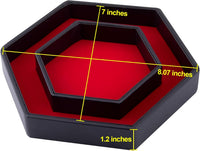 SIQUK Dice Tray with Lid Hexagon Dice Rolling Tray Dice Holder – Fun for Kids & Family - Red - image 3