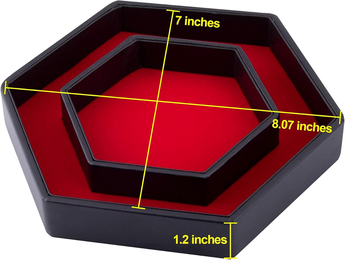 SIQUK Dice Tray with Lid Hexagon Dice Rolling Tray Dice Holder – Fun for Kids & Family - Red - image 3