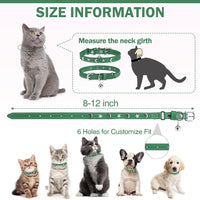 Leather Cat Collar, Breakaway Kitten Collars with Bell, Black – Essentials for Small Pets - Green_Star & Moon / 8"-12" Cats / Mini Dogs(Pack of 1) - image 4
