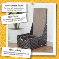 Hide & Scratch Cardboard Cat Scratcher Box & Bed Dark Grey Diamond Pad – Essentials for Cats - Dark Grey L-Shaped - image 4