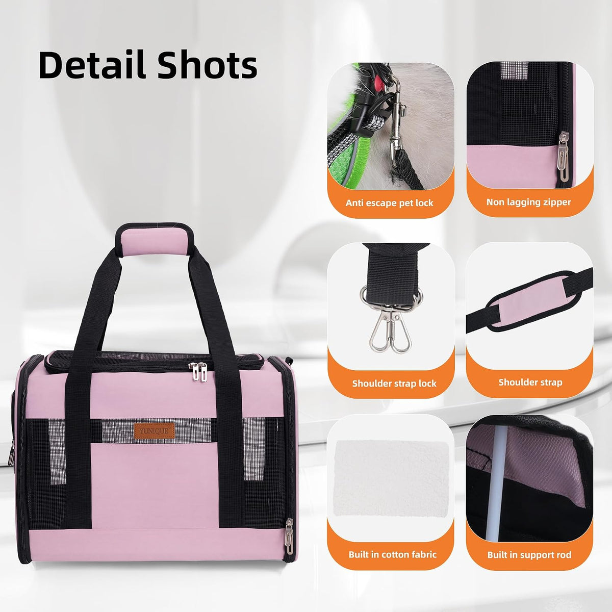 YUNIQUE Soft-Sided Cat & Dog Carrier for Pets Up to 15 Lbs - pink - image 3