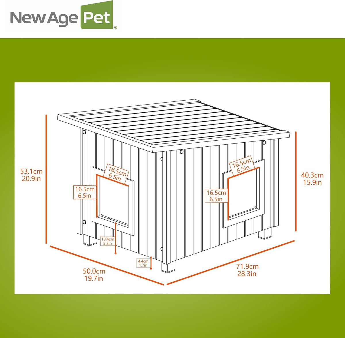 New Age Pet ECOFLEX Albany Outdoor Cat House, Maple/Brown – Essentials for Cats - Grey / Extra Large - image 2