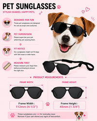 G010 Dog pet Costume Aviator Sunglasses for Medium Breeds – Essentials for Dogs - black / uv400 - image 3