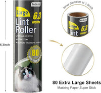 Fedicelly Large Lint Rollers Pet Hair Extra Sticky Refills,Mega Value Set 6.3 inches Wider with 320 Sheets for Cat and Dog Hair Removal,80 Sheets Per Roller