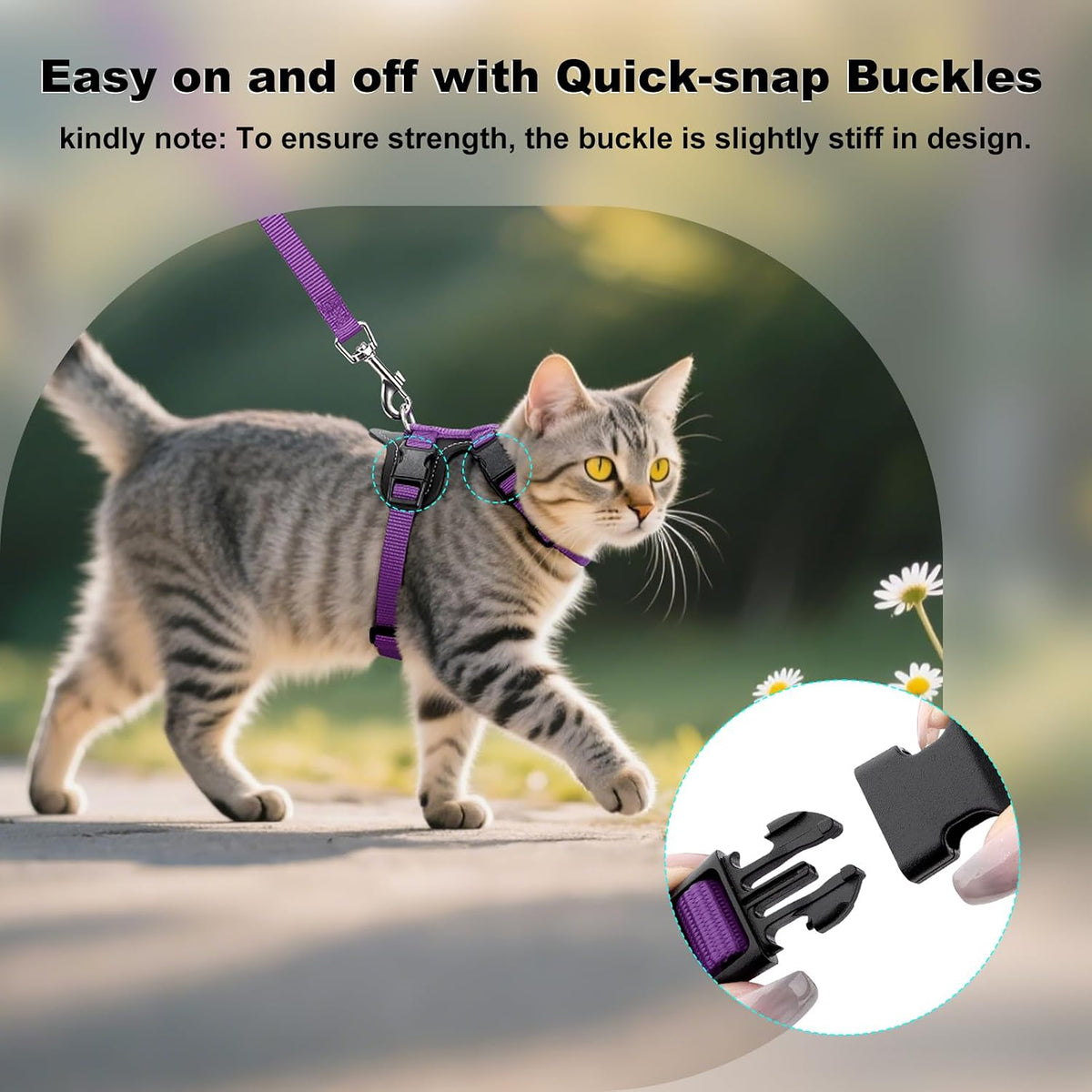 Plutus Pet Adjustable Cat Harness and Leash Set - Purple - image 4