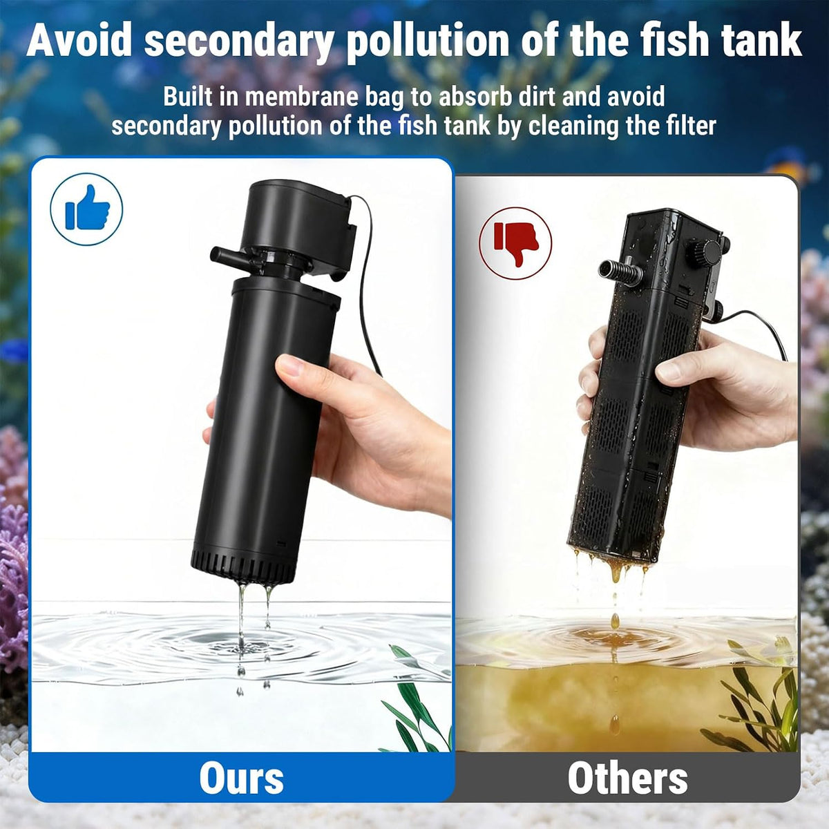 200GPH Aquarium Filter, U-V for Aquarium for 20-75 Gal Tank - Aquarium Filter for 55-150 Gallon / Black - image 3
