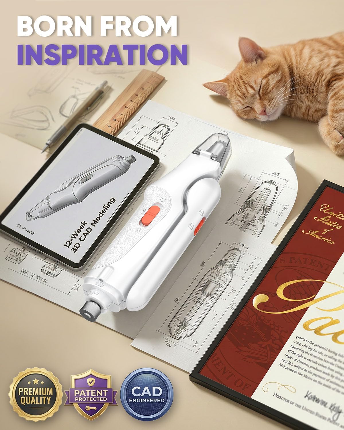 2-in-1 Cat & Dog Nail Clippers with Grinder and Dual LED Lights – Essentials for Dogs - Pink - image 3