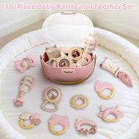 Baby Rattles & Teethers Set, Baby Toys 0-6 Months - 10 PCS(PINK) - image 2