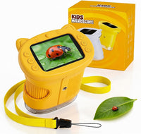 Kids Microscope, 4K 1000X Zoom, 2.4" Screen - Yellow