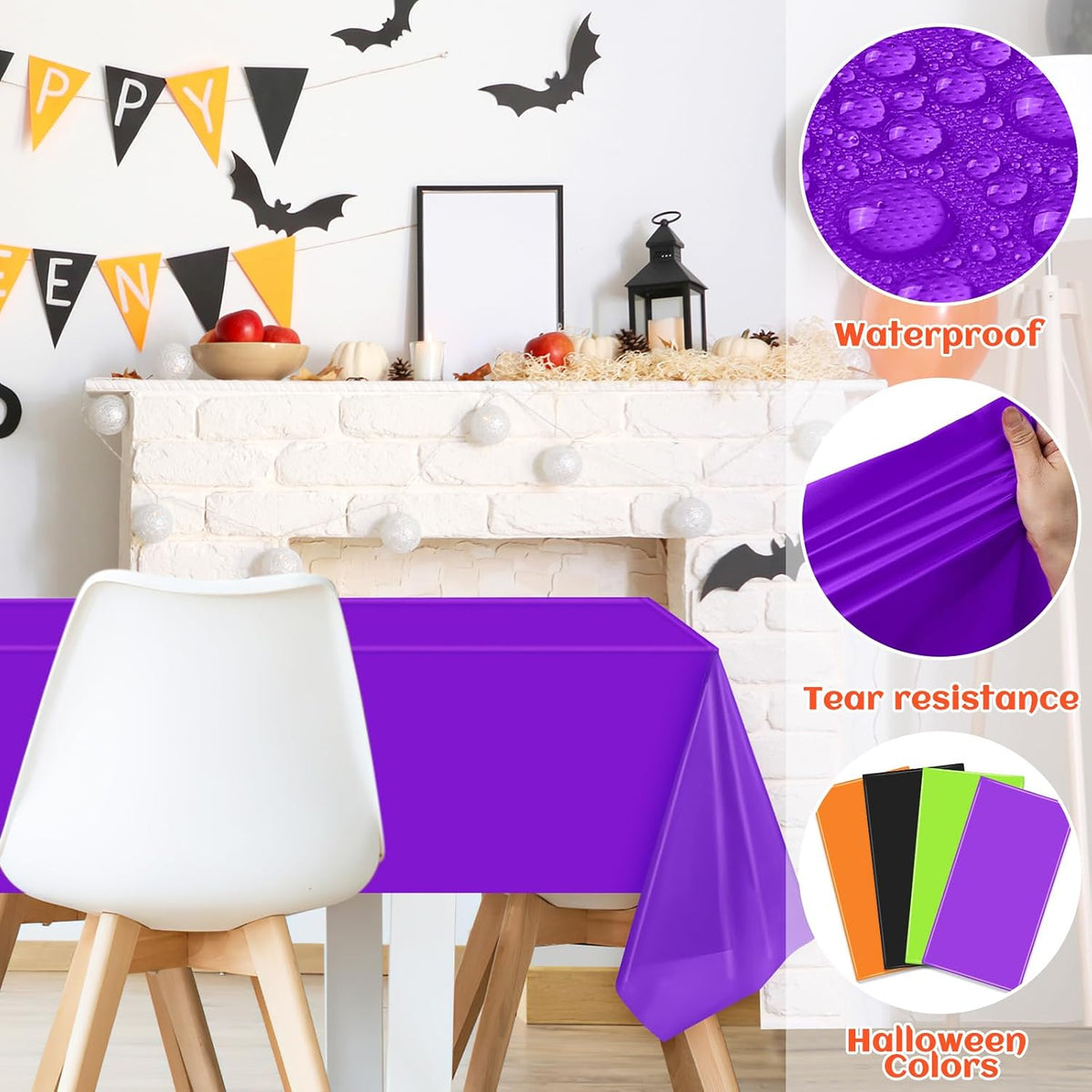 NOVWANG kids party tablecloth 4-pack in red, yellow, cloud and cow print - view 15