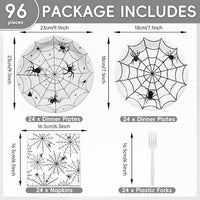 Gistome 96-piece Halloween spider web tableware set with plates, napkins and forks - view 19