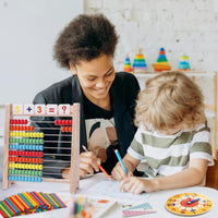 Wooden Abacus for Kids Math Manipulatives Learning Clock For 1st 2nd - image 2