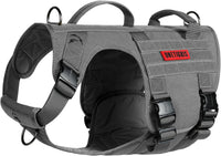 OneTigris Tactical Dog Harness with 5X Metal Buckle - M / Grey