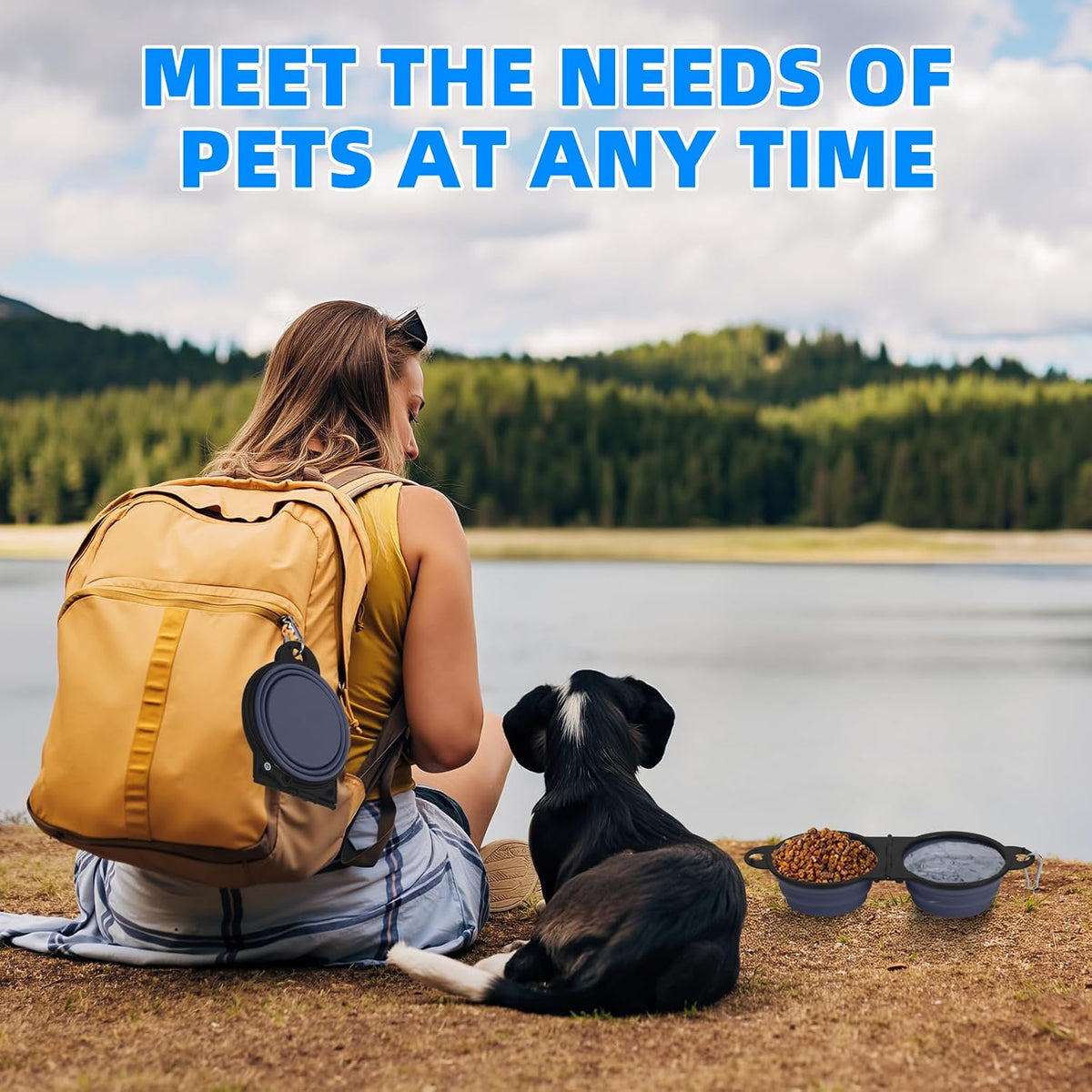 Collapsible Dog Bowls, Small Portable Travel Dog Bowls – Essentials for Dogs - Dark Blue - image 2