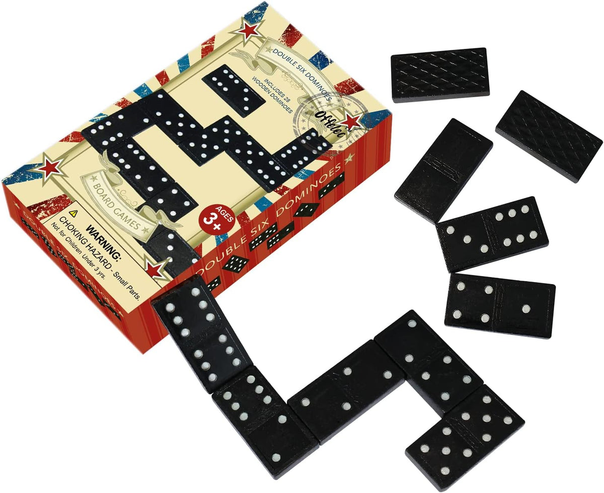 Offelec Double Six Dominoes Set - Double 6 Black Dominoes