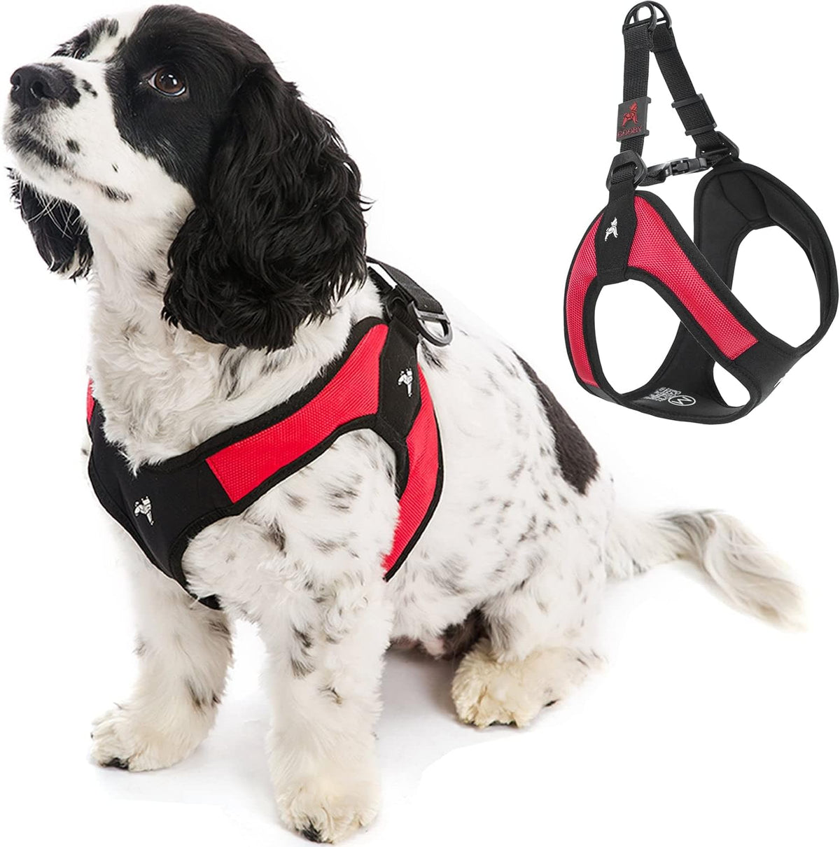 Gooby Escape Free Easy Fit Dog Harness, Step-in - Large chest (20.25~24.75") / Red