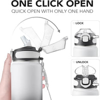 Enerbone 32 oz Insulated Water Bottle, Stainless Steel Bottle with Carrying Strap, Double-Wall Vacuum Insulation Design, Leakproof Sports Bottle with Straw, Keep Drinks Cold or Hot for Hours