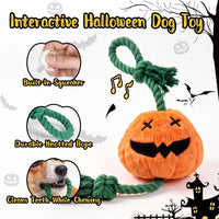 Halloween Fall Pumpkin Squeaky Tug Rope Dog Toys for Small & Medium - Halloween Jack-o-lantern Pumpkin - image 2