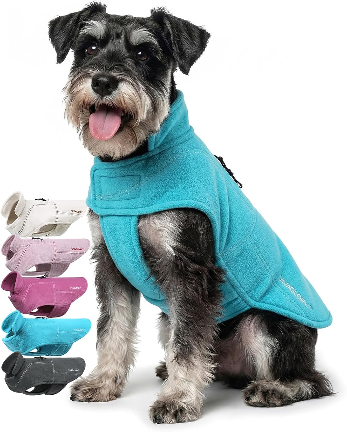 VIVAGLORY Dog Fleece Vest Softpad Dog Fleece Sweater, S - Turquoise / XS(Chest: 15-17", Neck: ~10")