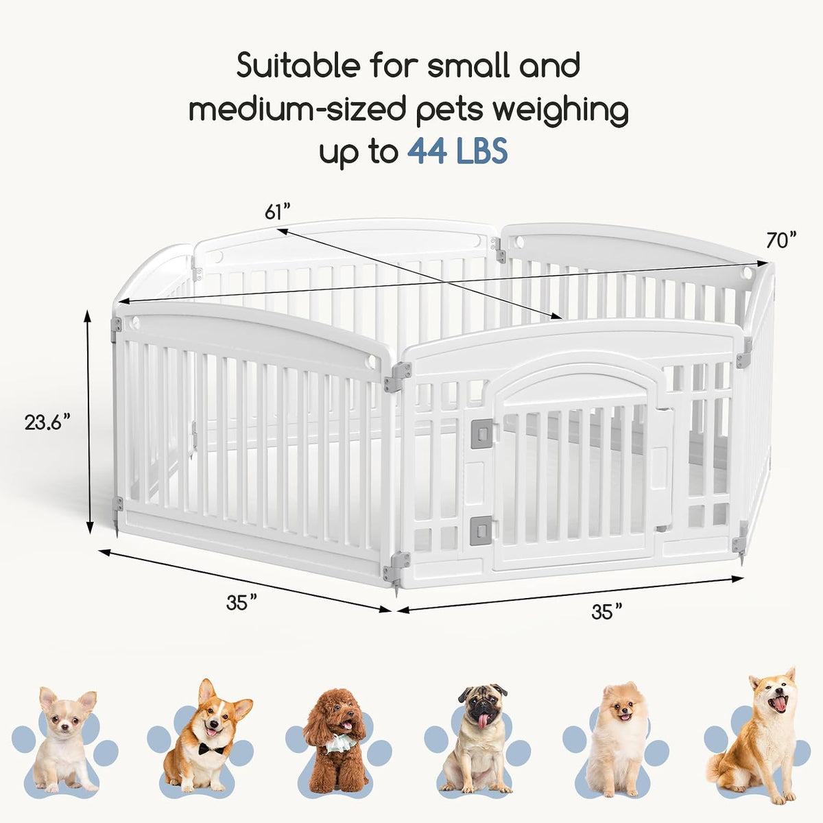 DUMOS Plastic Dog Playpen - White / 6 Panel / 24IN - image 2