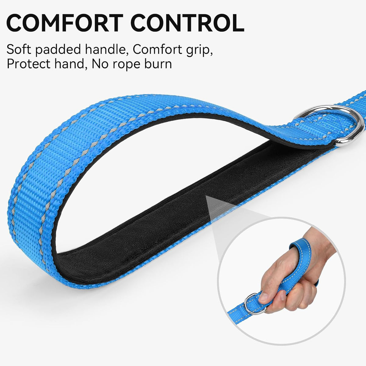 Joytale Reflective Dog Leash for Medium & Large Dogs - 6 ft Narrow / SkyBlue - image 2