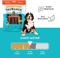 Collagen Rolls - 6" Collagen Rolls for Dogs - Long Lasting Healthy Joint Support - Rawhide Alternative - Skin & Coat Health - Made with Real Beef, Value Pack, 3 Bags, 12 Count