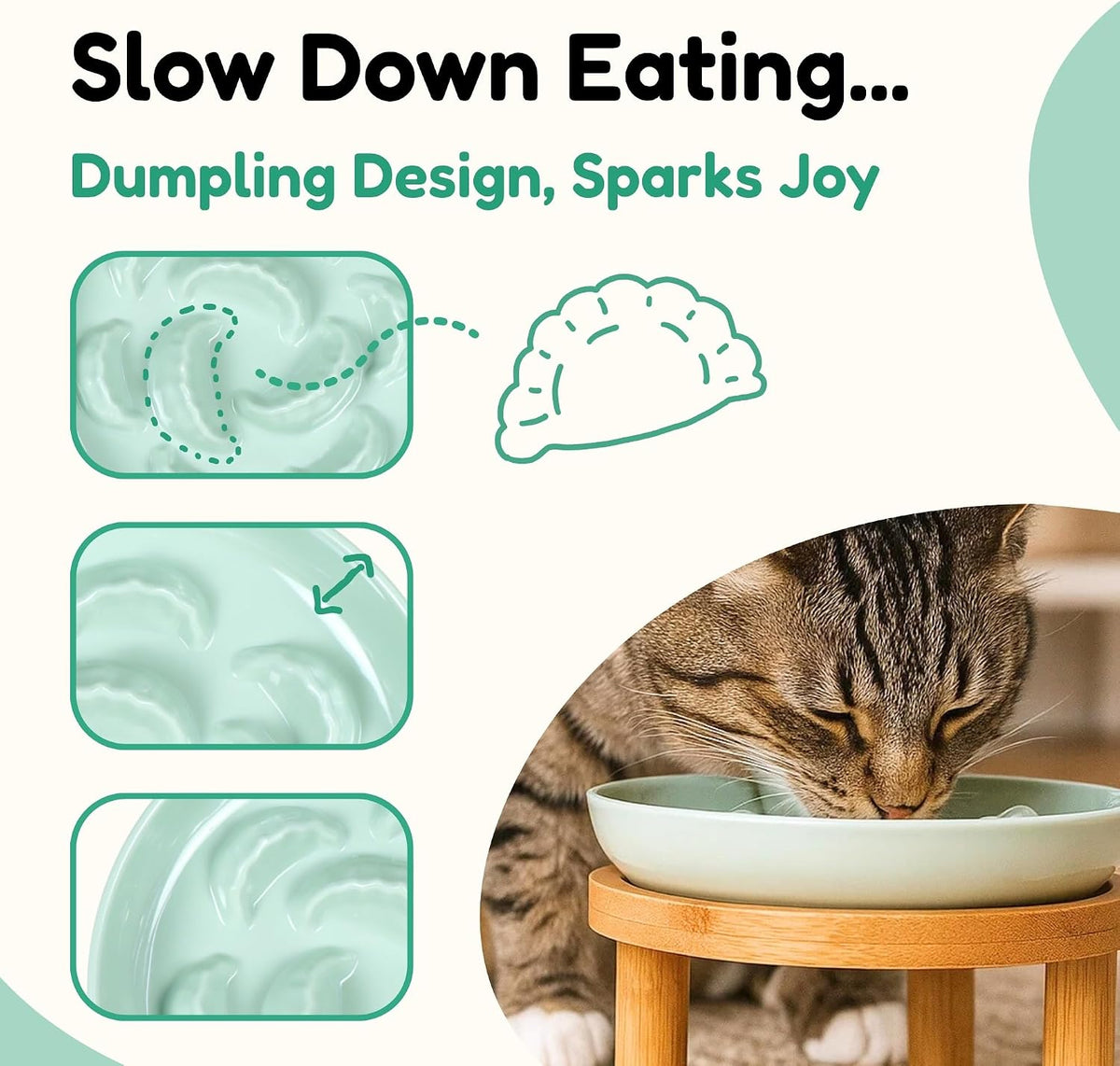 Slow Feeder Bowl for Cats and Small Dogs - Green / 6.3''W x 5''H - image 4